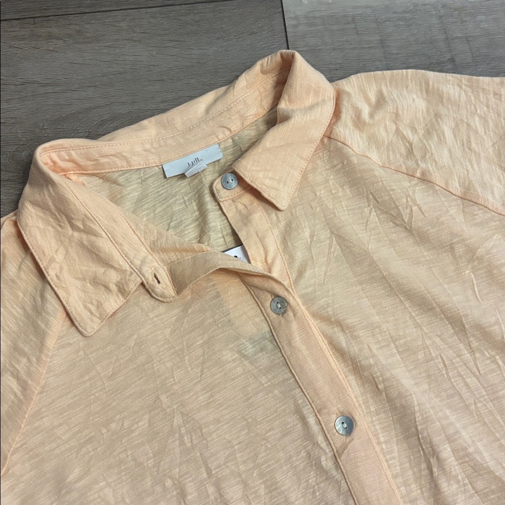J. Jill Orange Sorbet Button Down Tencel Cotton Shirt - Picture 11 of 11